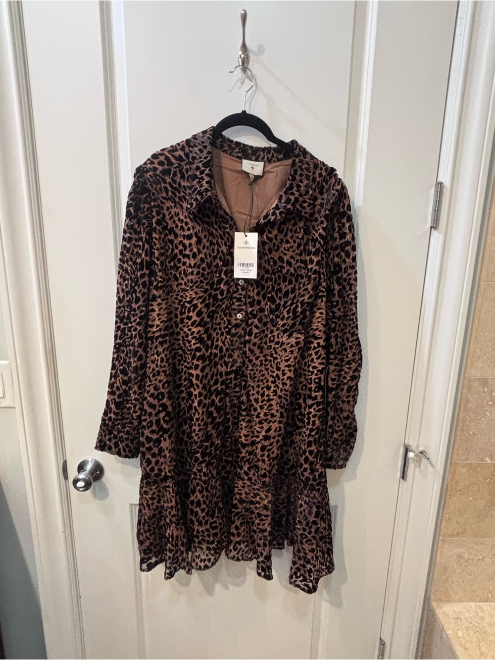 Tuckernuck Leopard Print Velvet Burnout Long Sleeve Dress